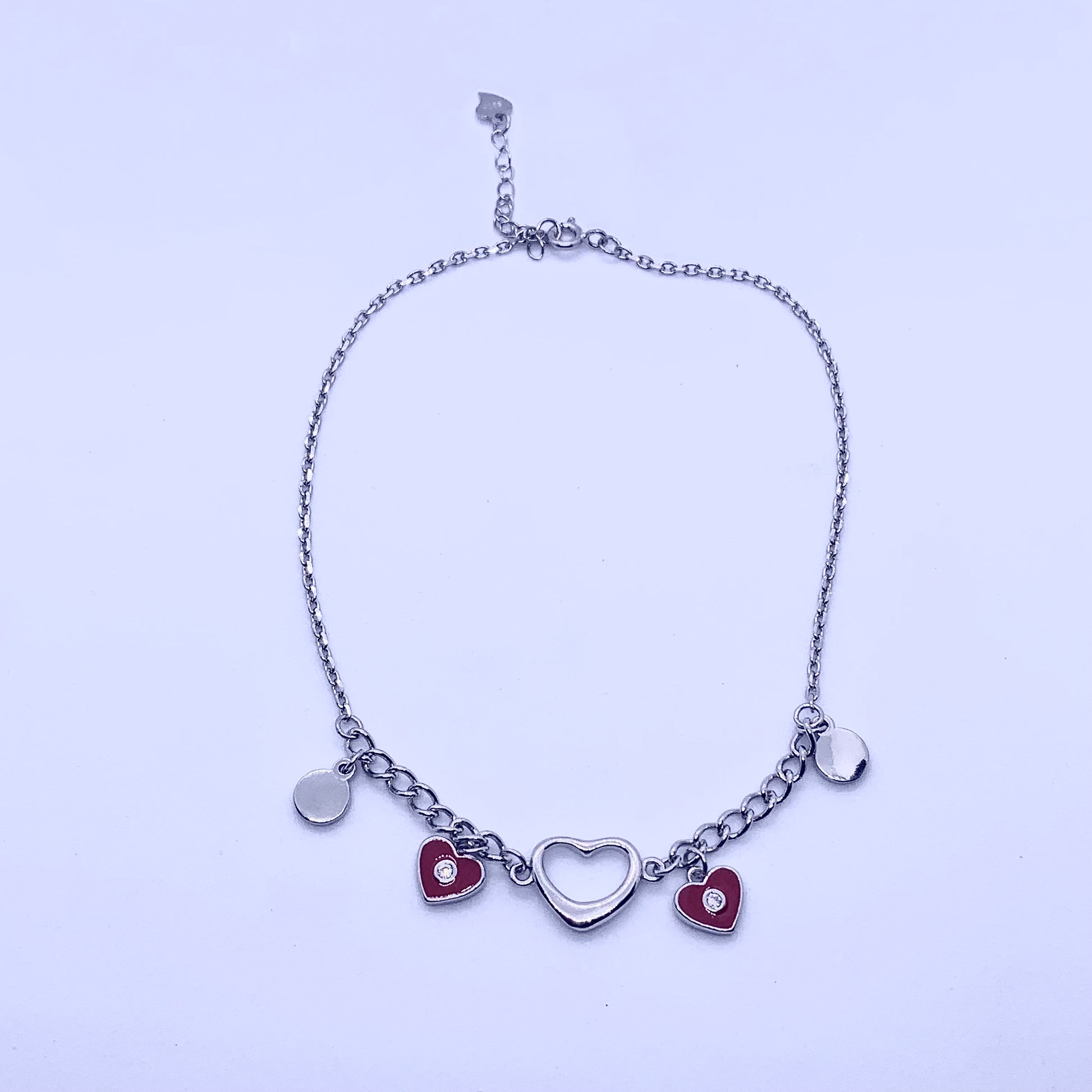 Pure Silver Heart Shape Anklet - Silver Jewelery 925