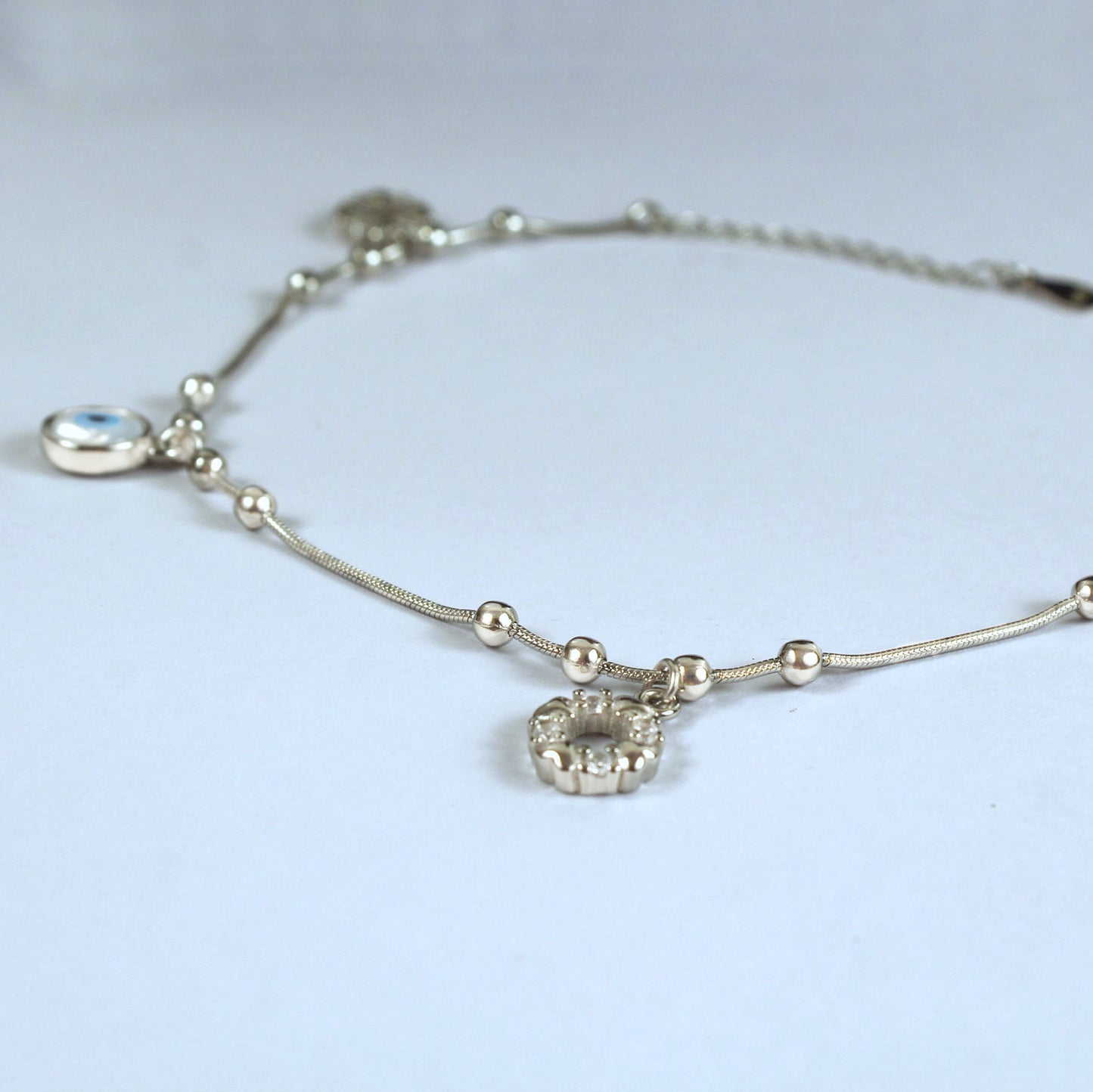 Evil Eye Pure Silver Anklet - Silver Jewelery 925