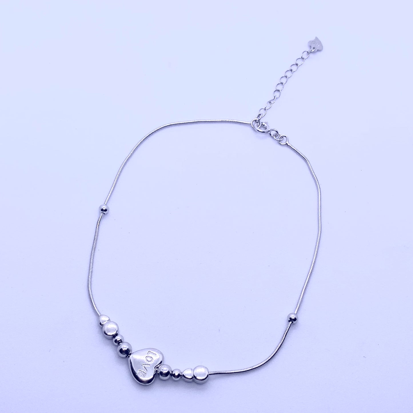 Pure Silver Love Heart Anklet - Silver Jewelery 925
