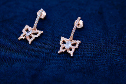 Butterfly Diamond Earrings Sterling Silver in Rose Gold