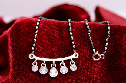 Diamond Oval shape Mangalsutra of sterling silver