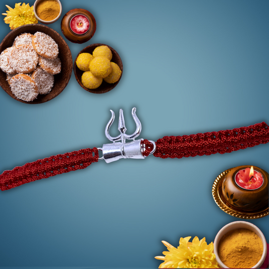 Trishul Sterling Silver Rakhi - Silver Jewelery 925