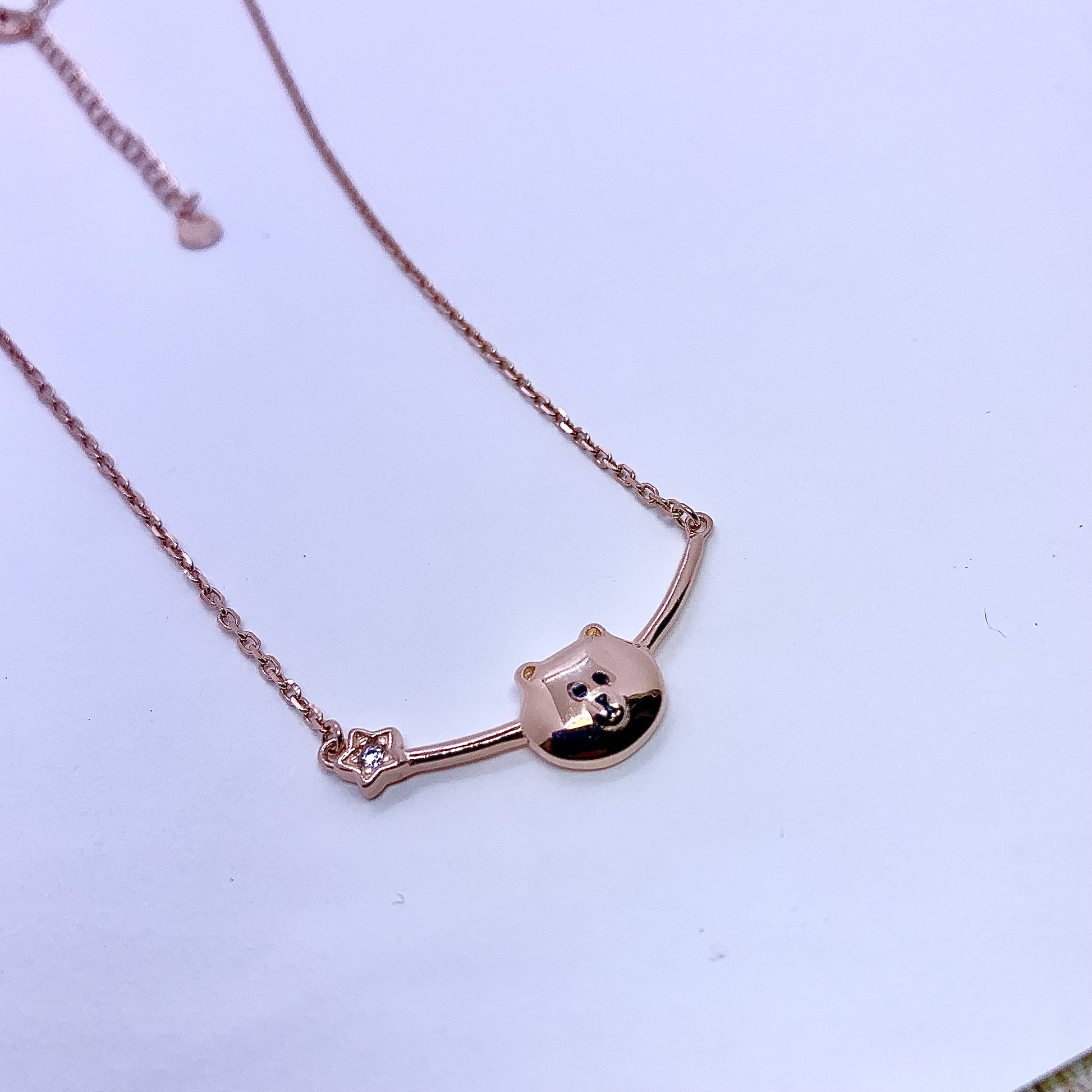 Cat Necklace Pendant Rose Gold - Silver Jewelery 925