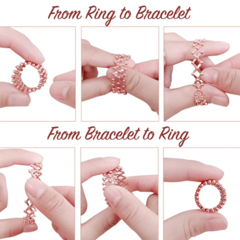 2 in 1 Zircon Multilayer Twist Adjustable Magnetic Therapy Magic Bracelet  Ring | eBay